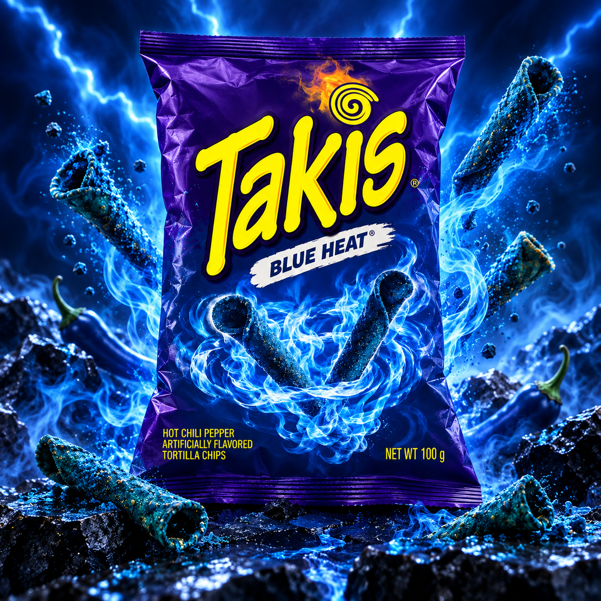 Takis Blue Heat 100 g – zusätzliche elektrische Blue-Heat Produktaufnahme